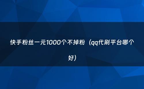 快手粉丝一元1000个不掉粉（qq代刷平台哪个好）