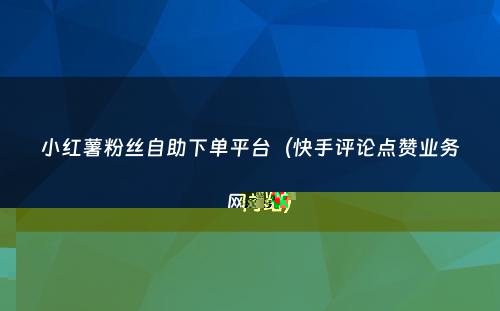 小红薯粉丝自助下单平台（快手评论点赞业务网站）