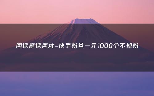 网课刷课网址-快手粉丝一元1000个不掉粉