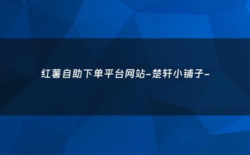 红薯自助下单平台网站-楚轩小铺子-