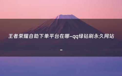 王者荣耀自助下单平台在哪-qq绿钻刷永久网站-