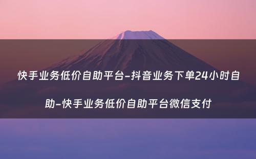 快手业务低价自助平台-抖音业务下单24小时自助-快手业务低价自助平台微信支付