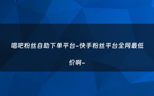 唱吧粉丝自助下单平台-快手粉丝平台全网最低价啊-