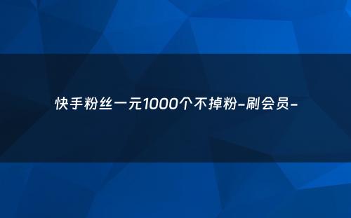 快手粉丝一元1000个不掉粉-刷会员-