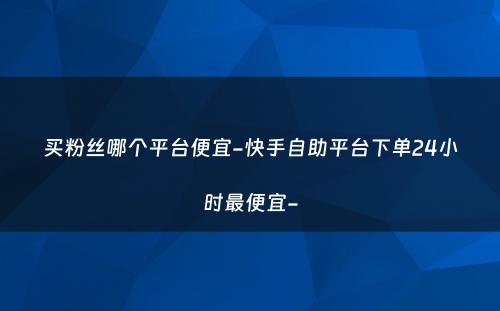 买粉丝哪个平台便宜-快手自助平台下单24小时最便宜-