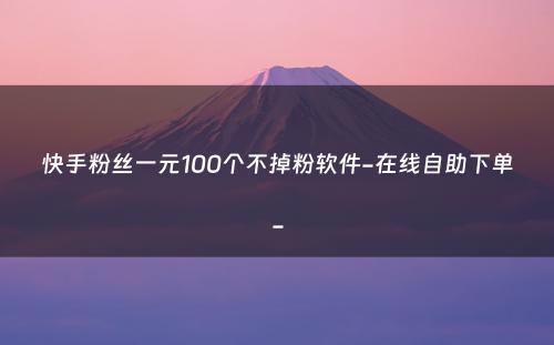 快手粉丝一元100个不掉粉软件-在线自助下单-