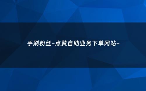 手刷粉丝-点赞自助业务下单网站-