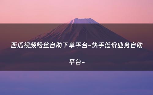 西瓜视频粉丝自助下单平台-快手低价业务自助平台-