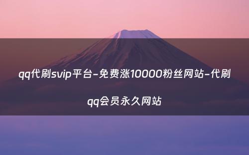 qq代刷svip平台-免费涨10000粉丝网站-代刷qq会员永久网站