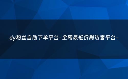 dy粉丝自助下单平台-全网最低价刷访客平台-