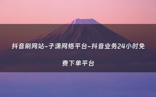 抖音刷网站-子潇网络平台-抖音业务24小时免费下单平台