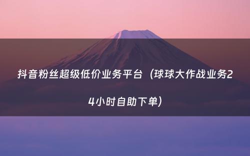 抖音粉丝超级低价业务平台（球球大作战业务24小时自助下单）