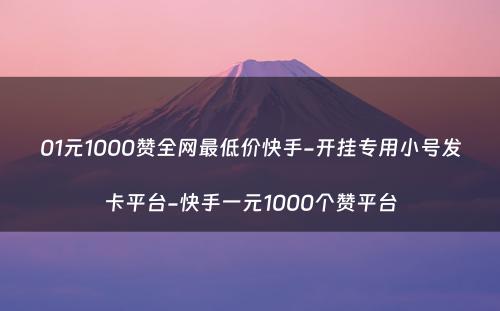 01元1000赞全网最低价快手-开挂专用小号发卡平台-快手一元1000个赞平台