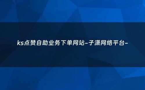 ks点赞自助业务下单网站-子潇网络平台-