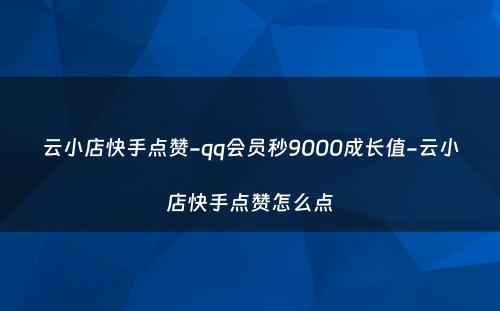 云小店快手点赞-qq会员秒9000成长值-云小店快手点赞怎么点