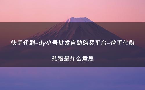 快手代刷-dy小号批发自助购买平台-快手代刷礼物是什么意思