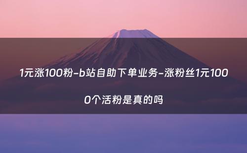 1元涨100粉-b站自助下单业务-涨粉丝1元1000个活粉是真的吗