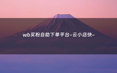 wb买粉自助下单平台-云小店快-