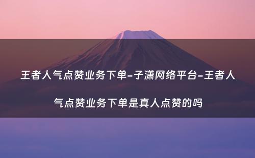 王者人气点赞业务下单-子潇网络平台-王者人气点赞业务下单是真人点赞的吗