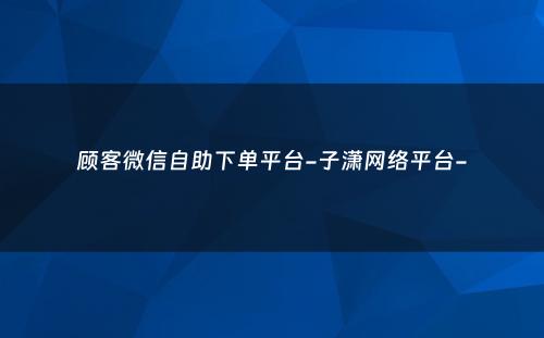 顾客微信自助下单平台-子潇网络平台-