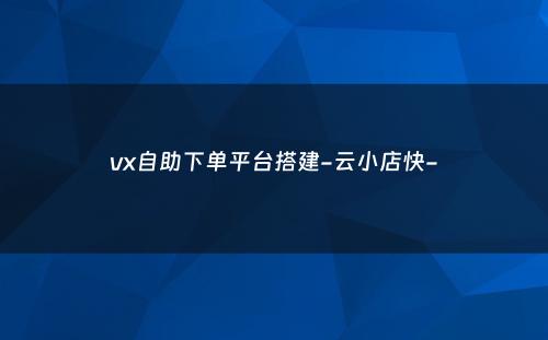 vx自助下单平台搭建-云小店快-