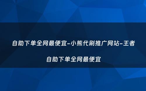 自助下单全网最便宜-小熊代刷推广网站-王者自助下单全网最便宜