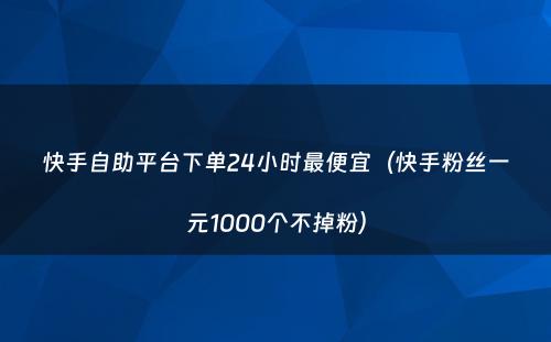 快手自助平台下单24小时最便宜（快手粉丝一元1000个不掉粉）